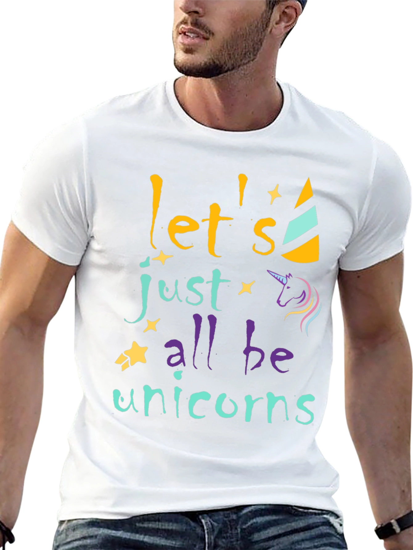 Black Let's All Be Unicorns Graphic Tee view 13