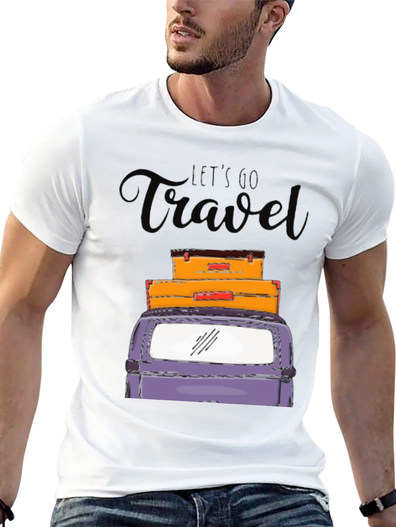 Black Let's Go Travel Graphic T-Shirt view 13