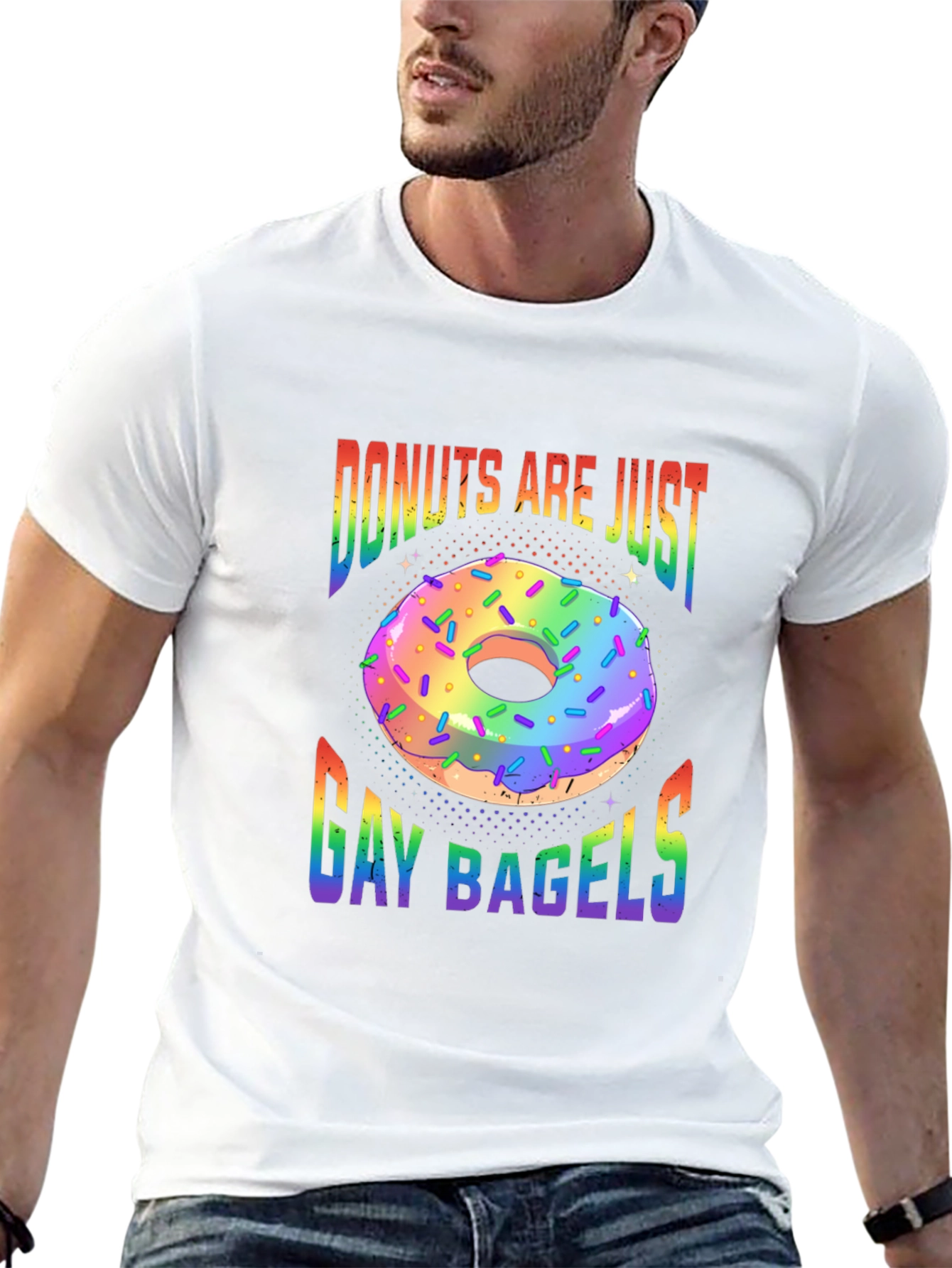 Black Donuts Are Just Gay Bagels Graphic Tee view 13