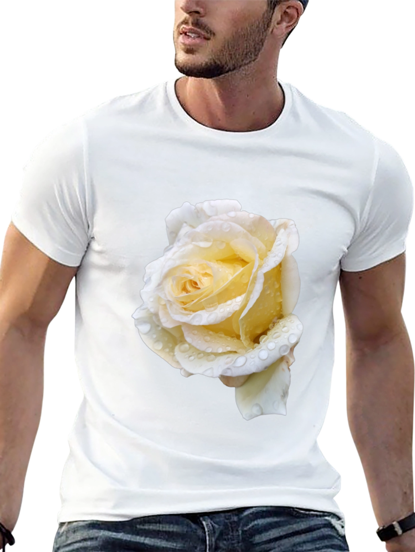 Black Black Tee with White Rose view 13