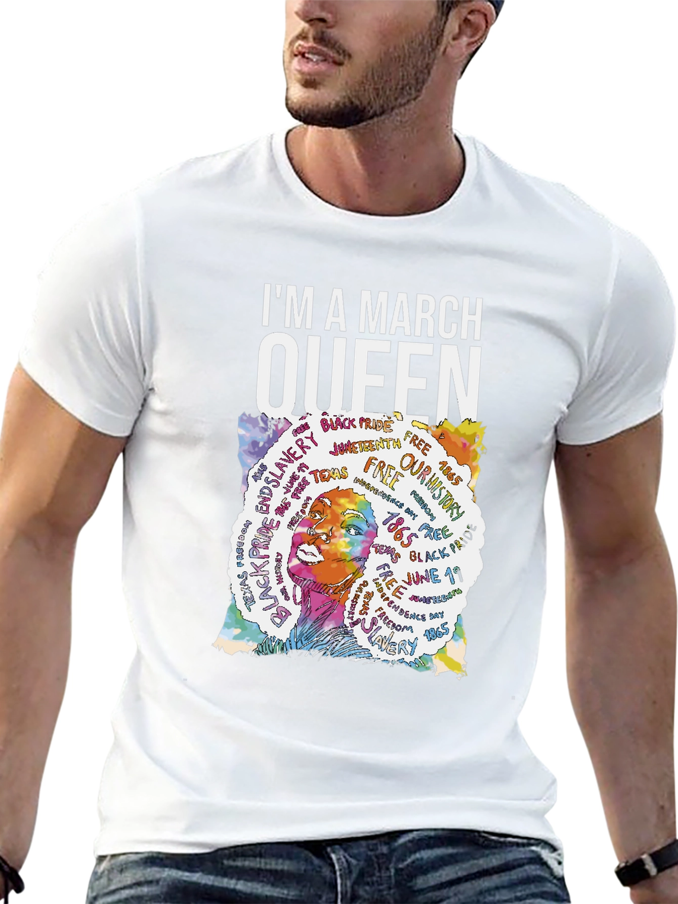 Black I'm A March Queen T-Shirt view 13