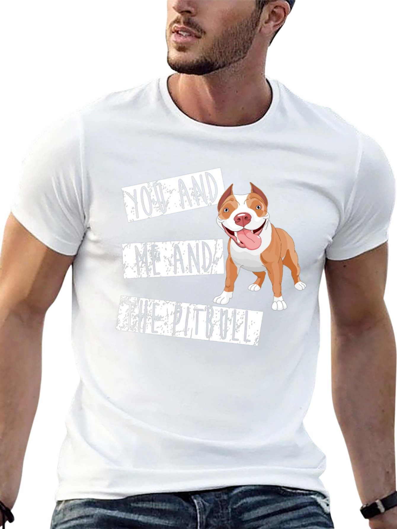 Black You, Me, and The Pitbull T-Shirt -  Unisex Cotton Blend view 13