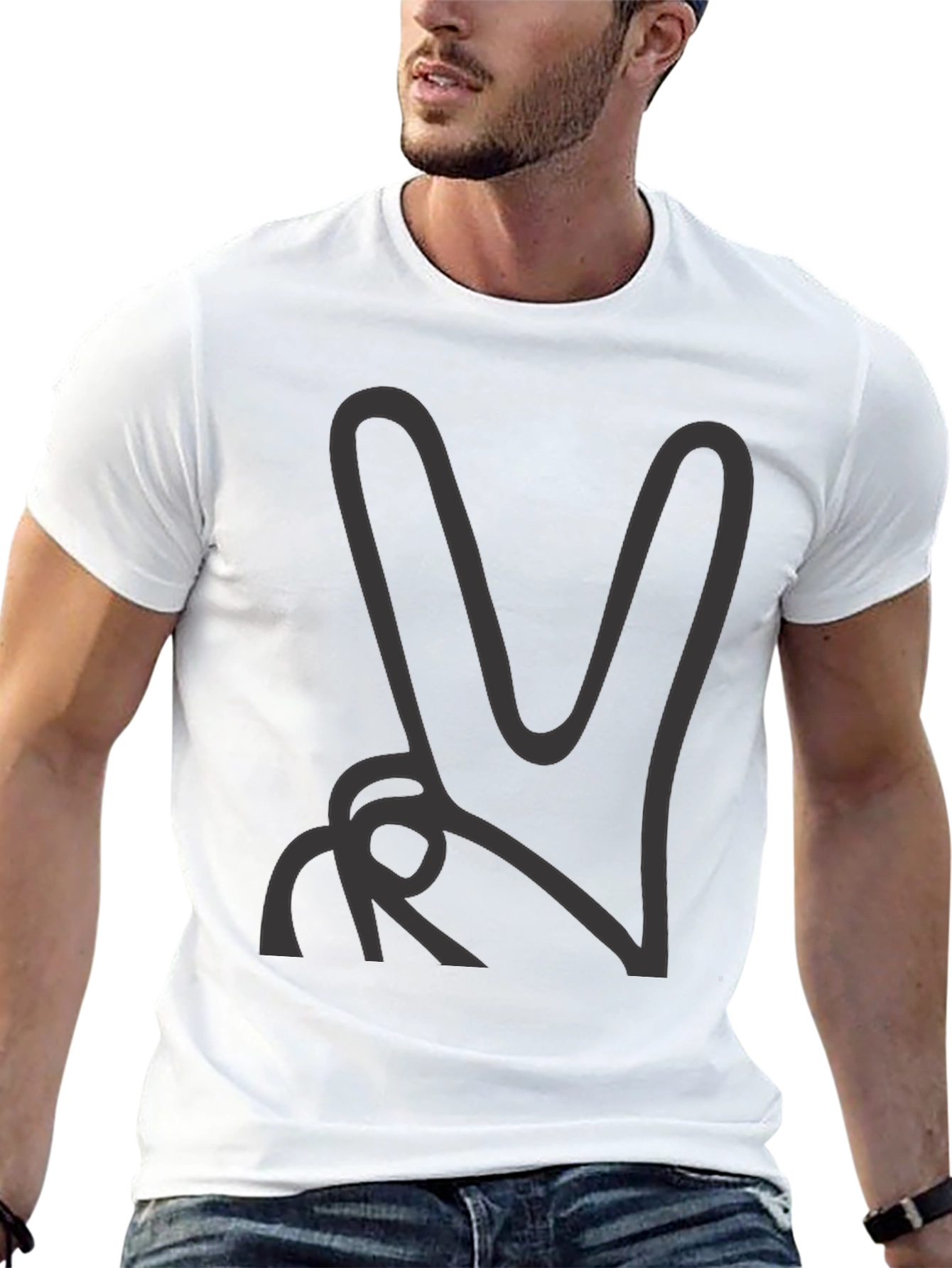 Black Peace Sign Graphic Tee - Classic Black Comfort view 13