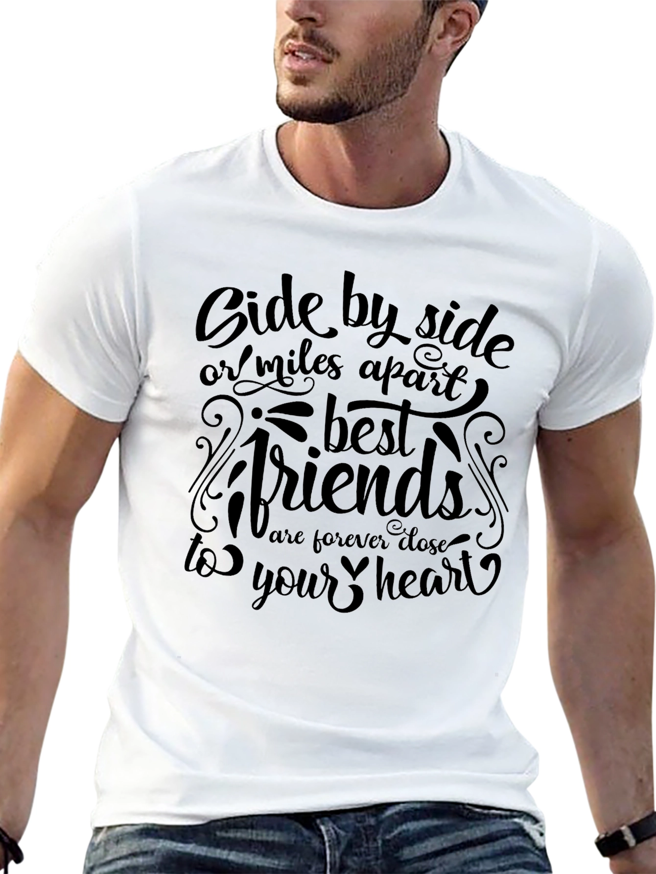 Black Best Friends Graphic Tee - Side by Side or Miles Apart view 13