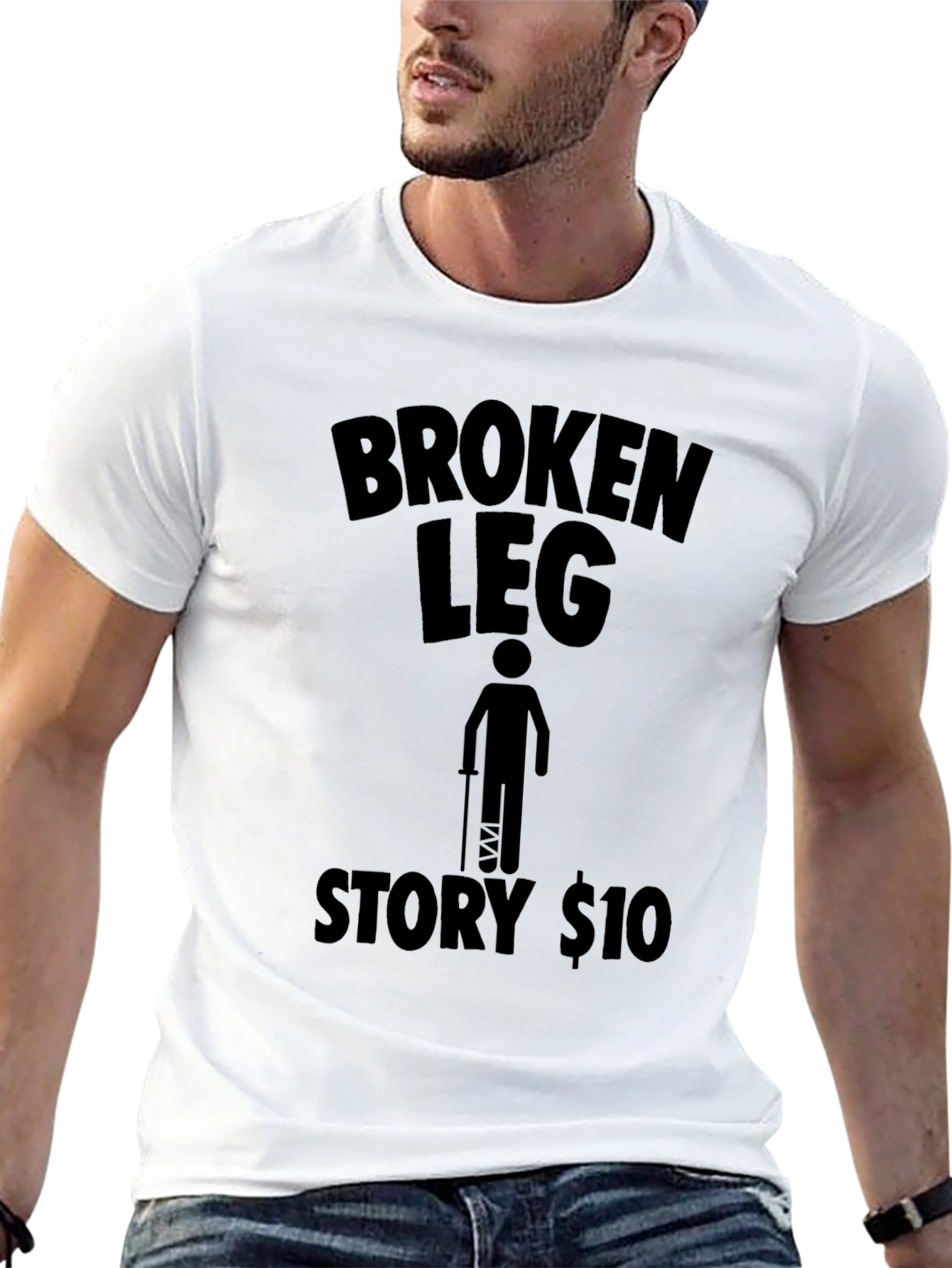 Black Broken Leg Story T-Shirt - Humor Tee view 13