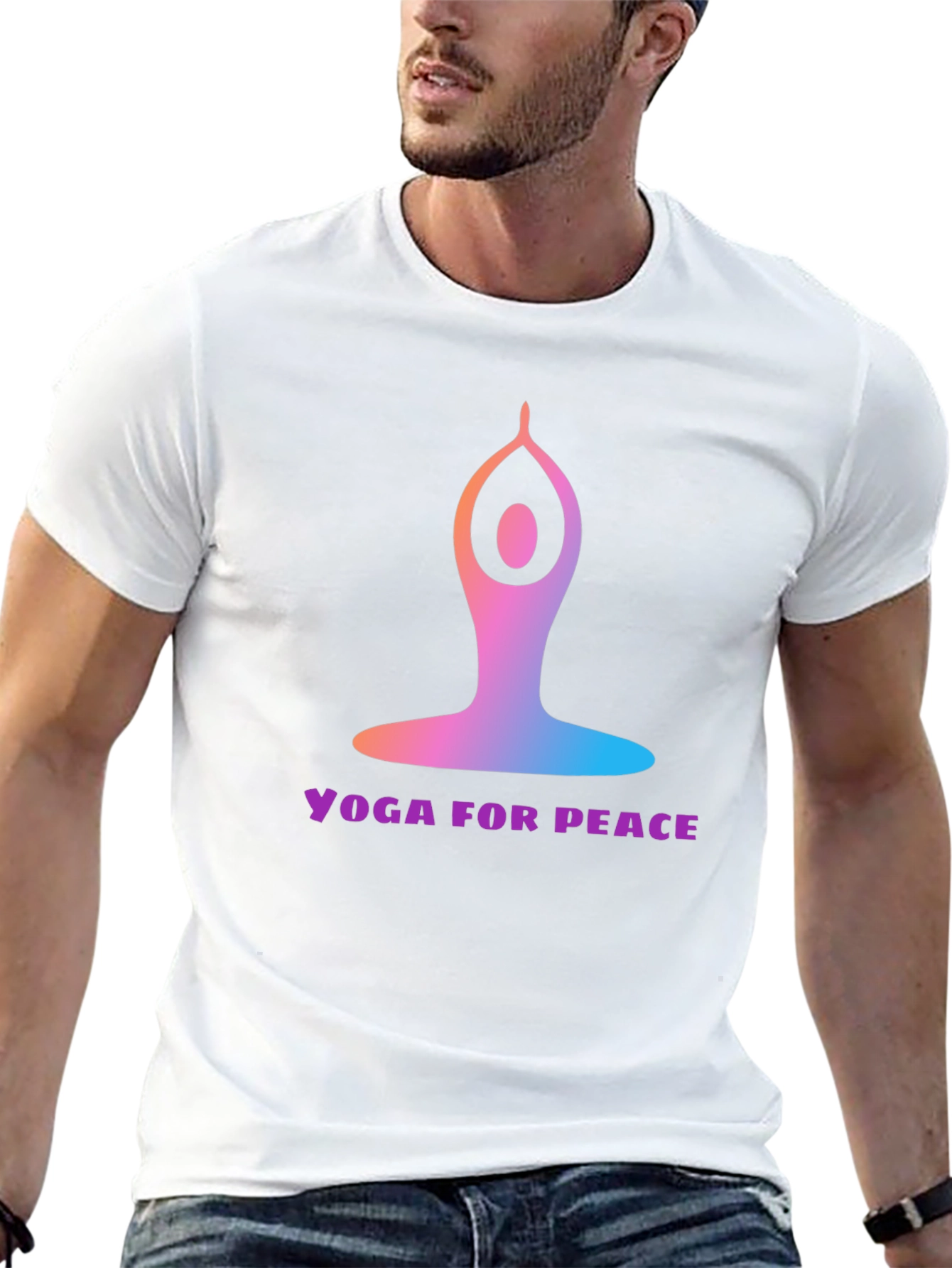 Black Yoga for Peace Graphic Tee - Black Cotton Blend view 13