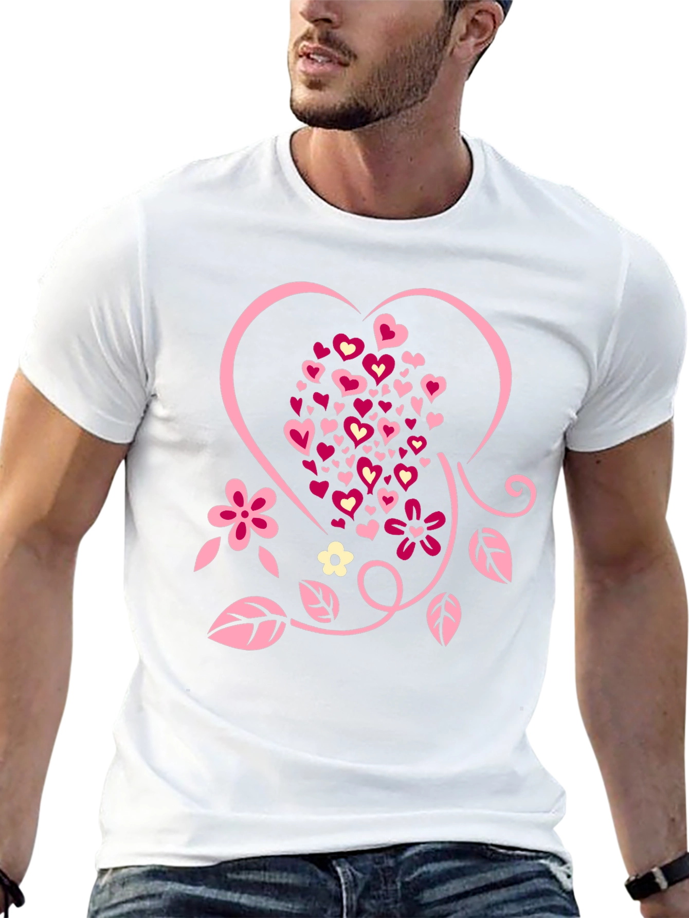 Black Heart & Floral Graphic Tee - Valentine's Day Shirt view 13