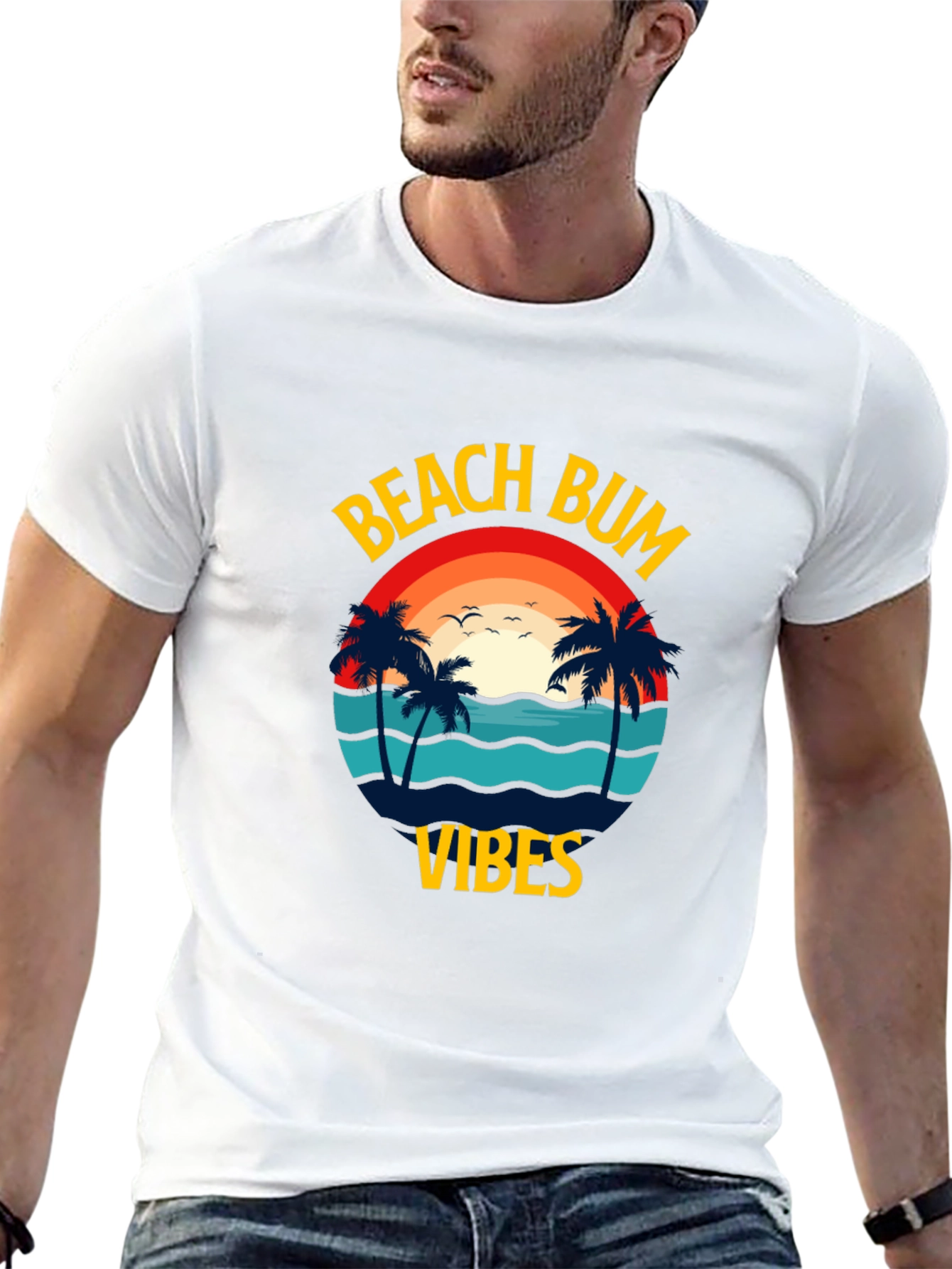 Black Beach Bum Vibes Graphic T-Shirt view 13