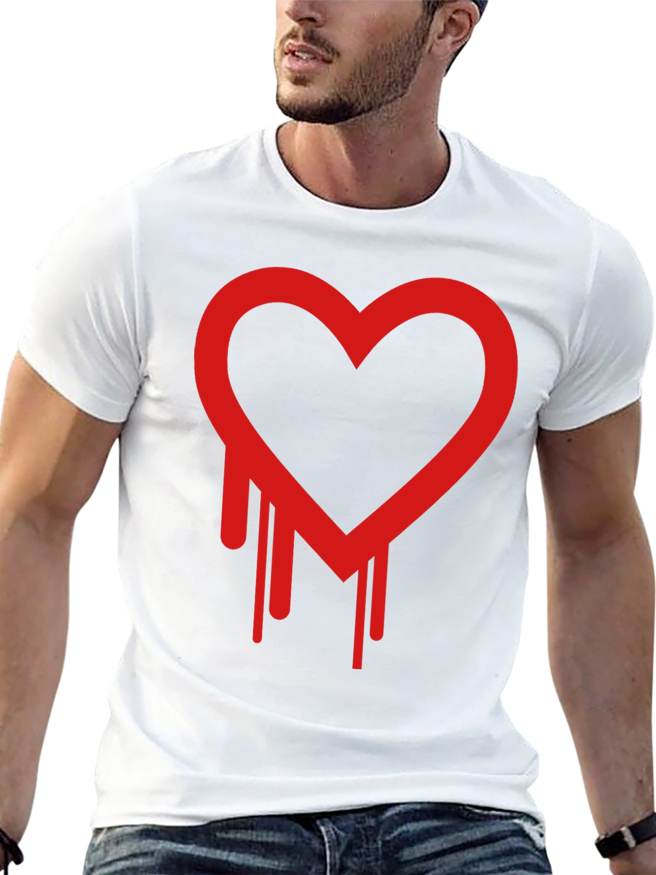 Black Dripping Heart Graphic Black T-Shirt view 13