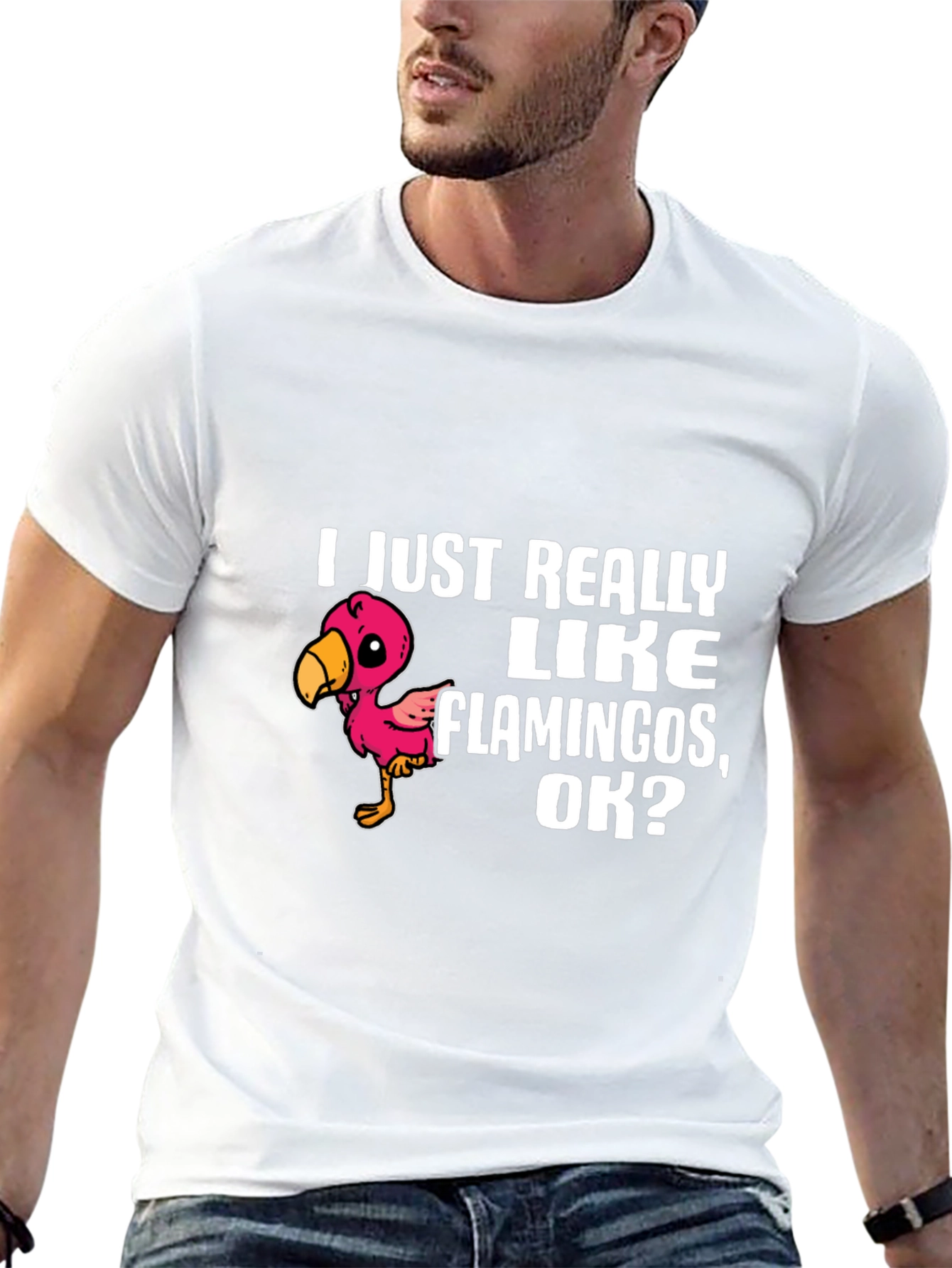 Black Flamingo Lover T-Shirt - I Just Really Like Flamingos, OK? view 13