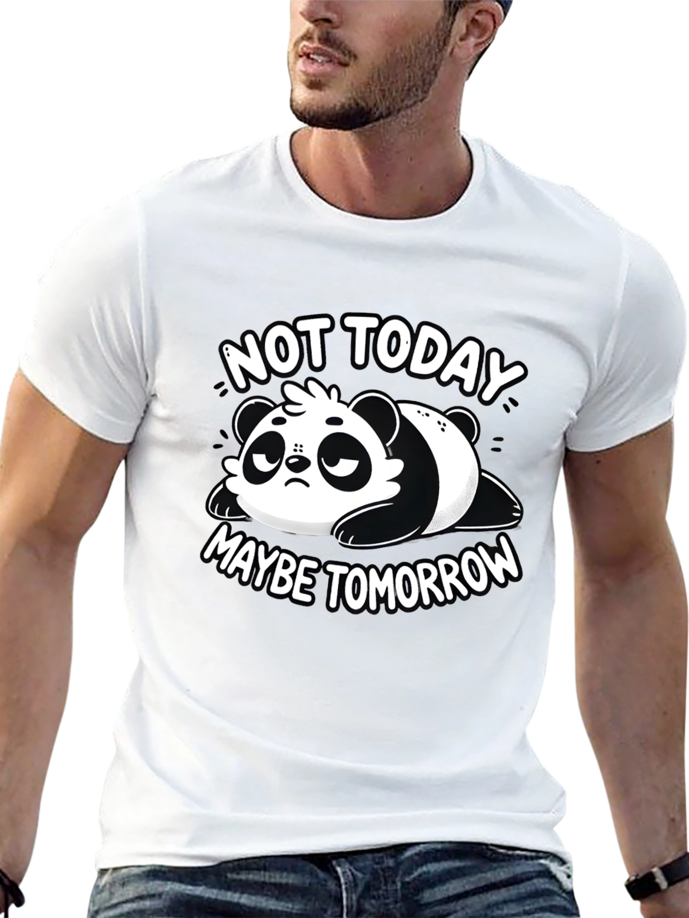 Black Lazy Panda Graphic Tee - "Not Today, Maybe Tomorrow" T-Shirt view 13