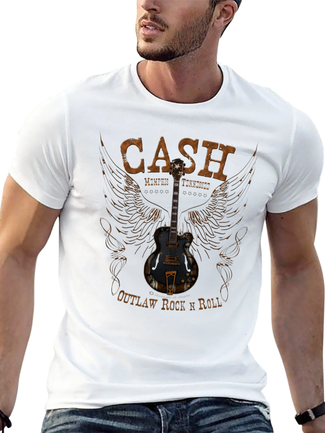 Black Men's Black CASH Memphis Rock N Roll Graphic Tee view 13