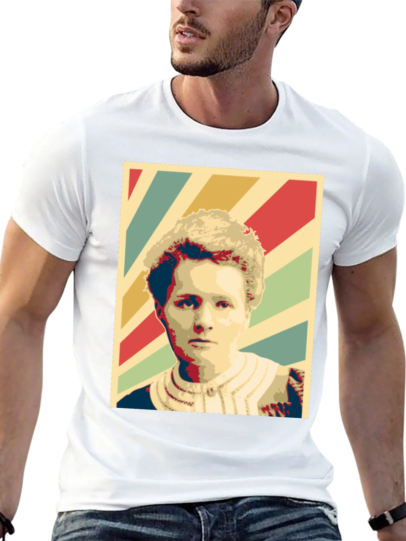 Black Retro Portrait Graphic T-Shirt - Unisex Fashion Tee view 13