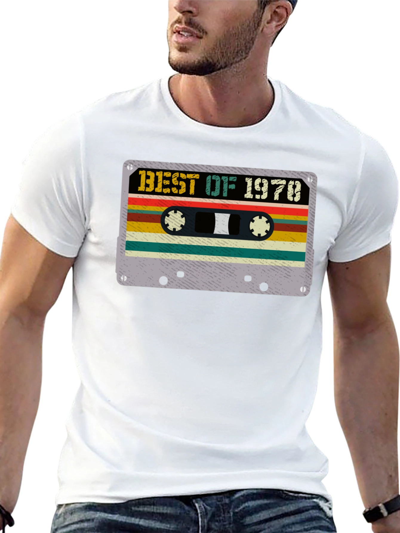 Black Best of 1970 Cassette Tape Graphic T-Shirt view 13