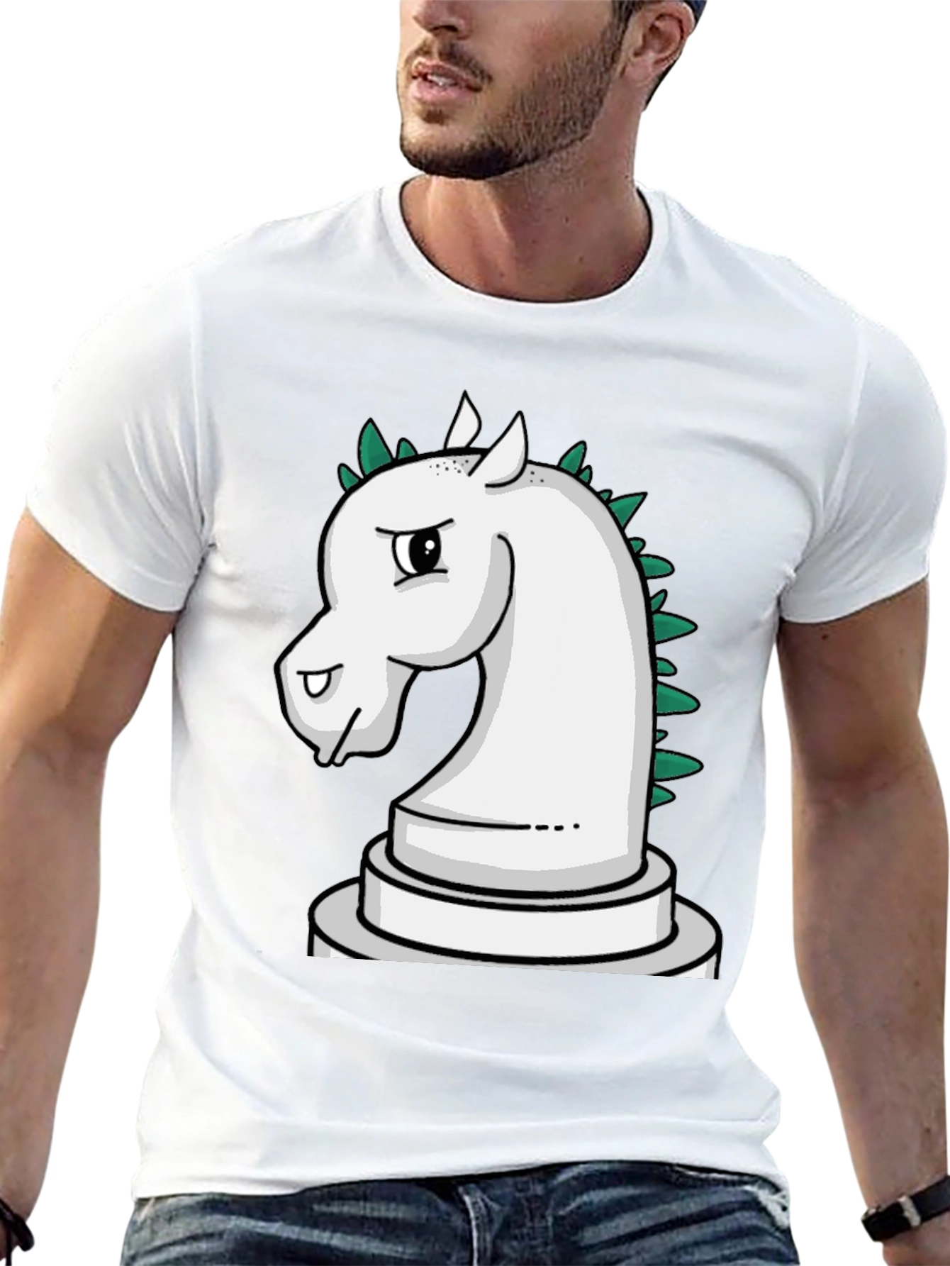 Black Chess Knight T-Shirt - Unique Cartoon Design view 13