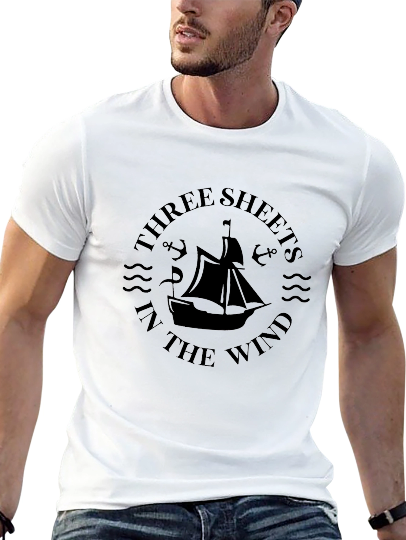 Nautical Black T-Shirt - Three Sheets in the Wind Design - 13