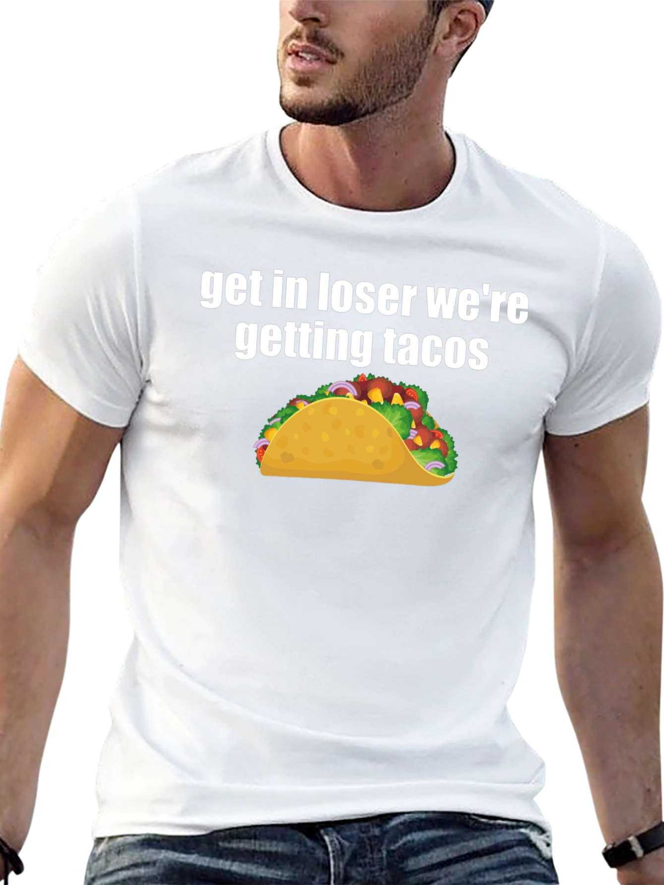Black Get In Loser We're Getting Tacos Black T-Shirt view 13