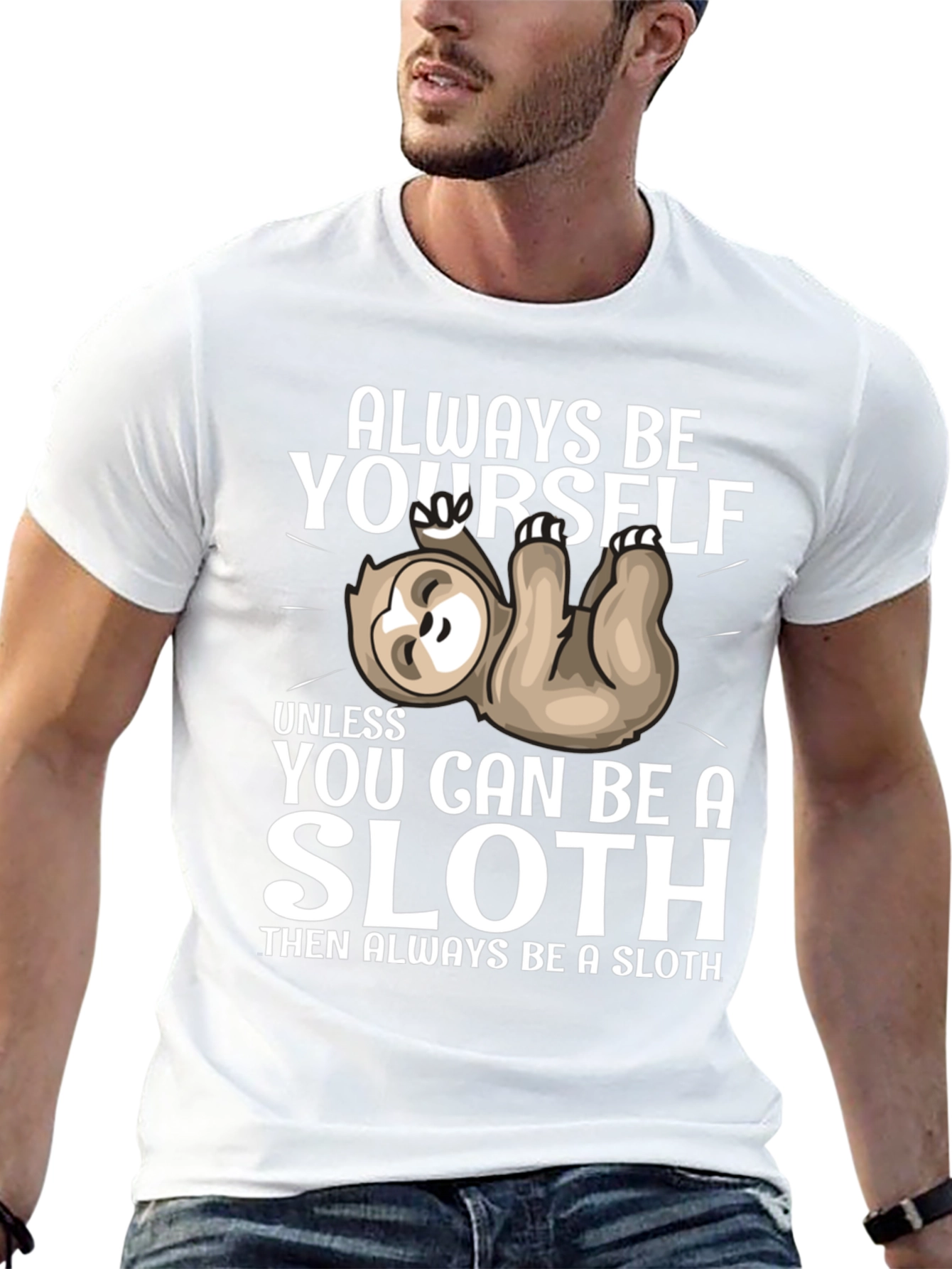 Black Always Be Yourself Sloth T-Shirt Funny Graphic Tee view 13