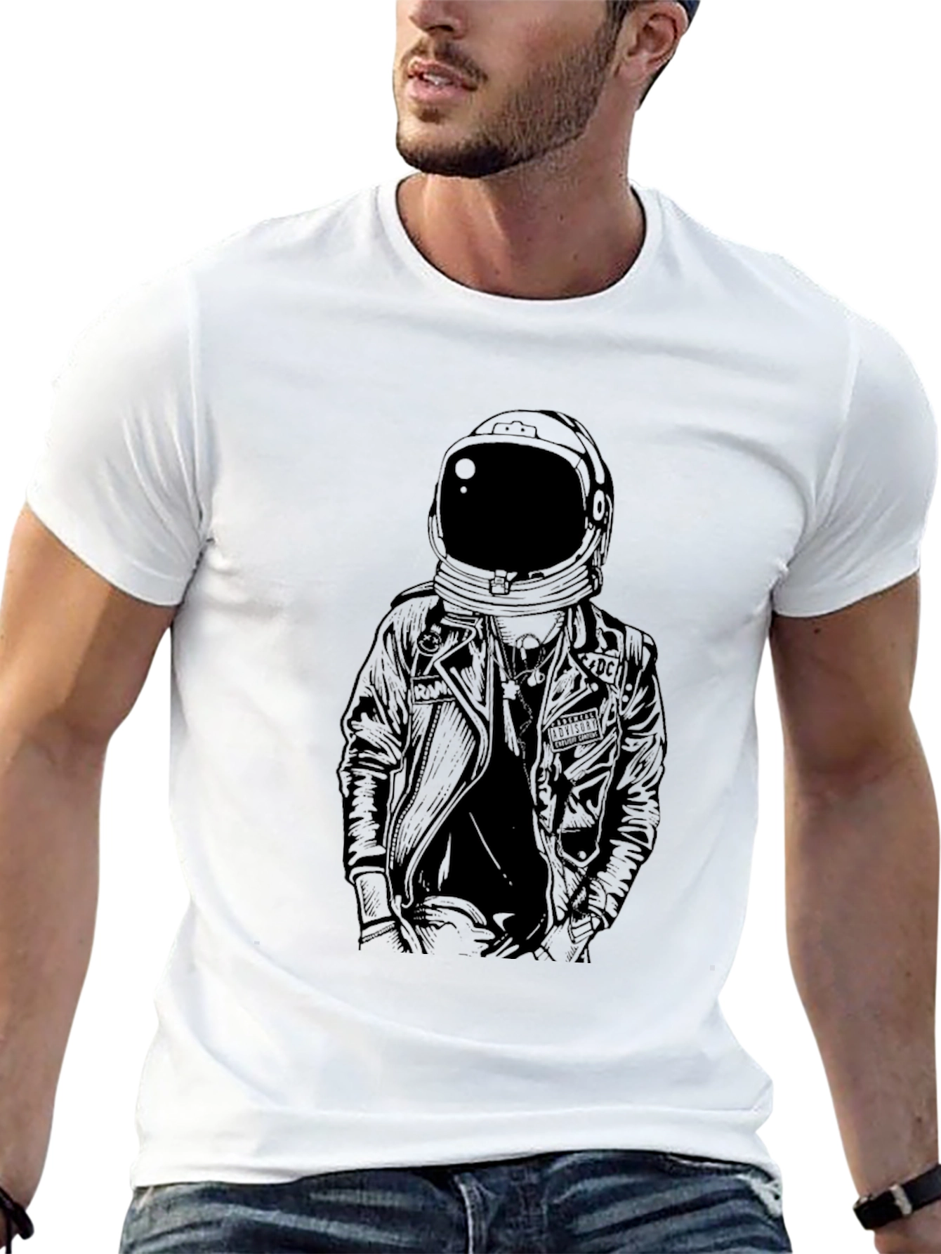Black Astronaut Leather Jacket Graphic Tee - Black view 13