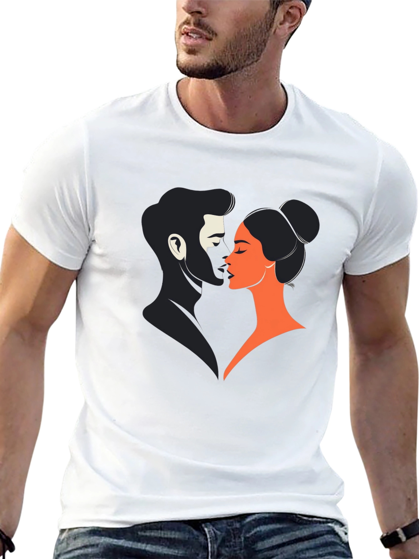 Black Romantic Couple Graphic Tee - Black view 13
