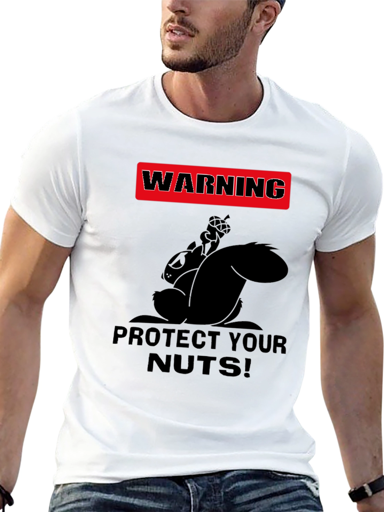 Black Warning Protect Your Nuts! Humor Graphic Tee view 13
