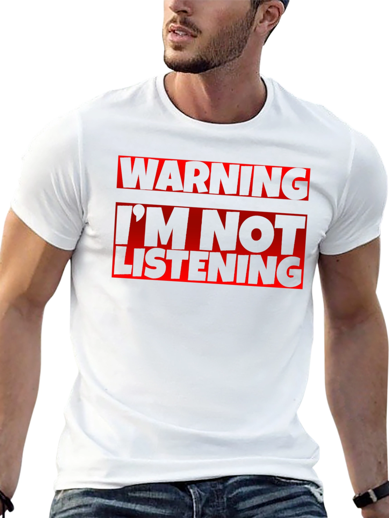 Black Warning I'm Not Listening T-Shirt Funny Sarcastic view 13
