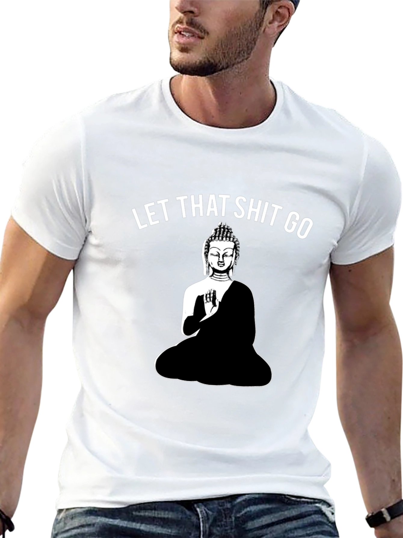 Black Let That Shit Go Buddha Graphic Tee - Black view 13