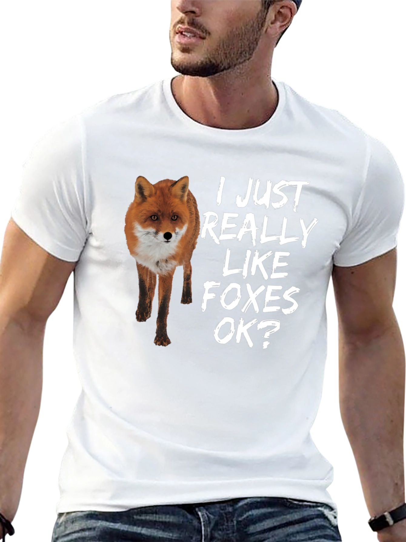 Black I Just Really Like Foxes OK? T-Shirt view 13