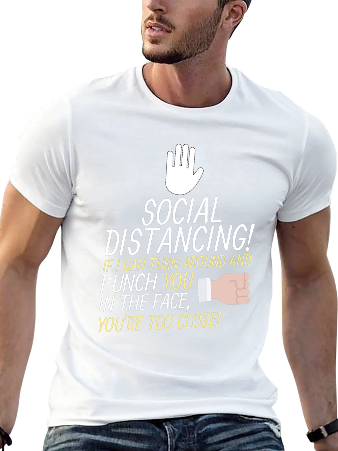 Black Social Distancing Graphic Tee - Punch You Close Funny view 13