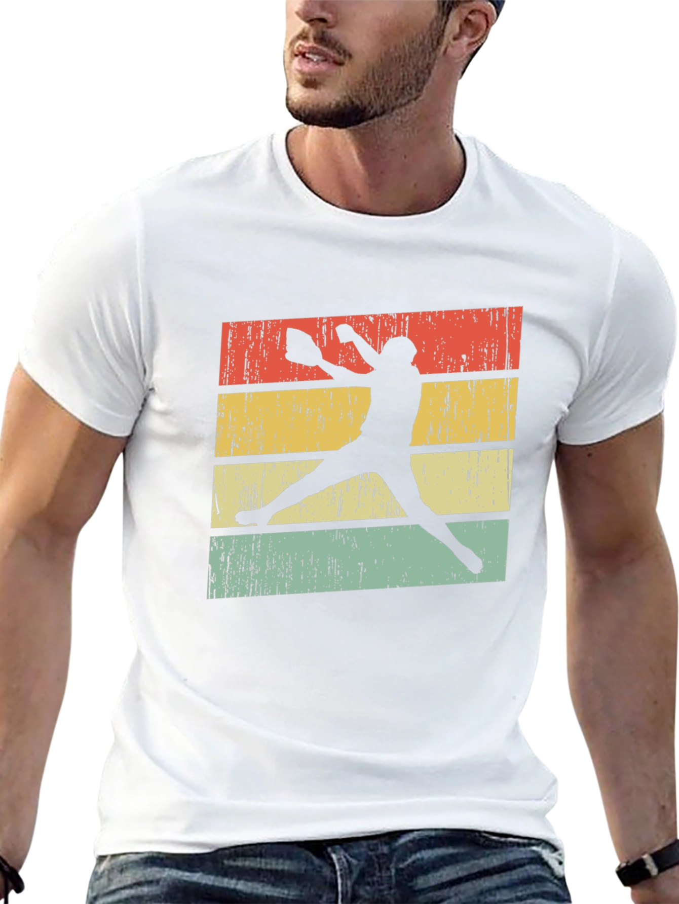 Black Vintage Softball Player T-Shirt view 13