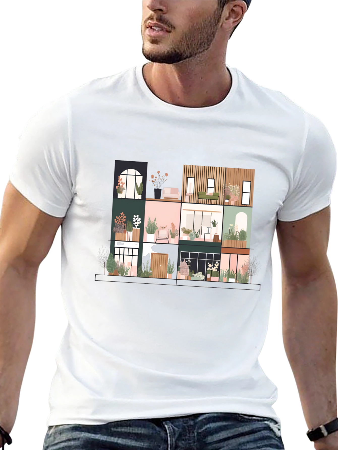 Black Urban Living T-Shirt - Stylish City Home Design view 13