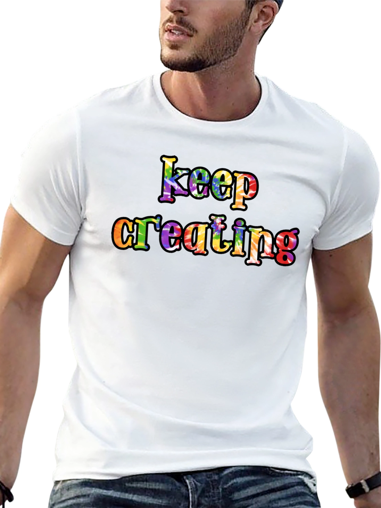 Black Keep Creating Rainbow Graphic T-Shirt - Unisex view 13