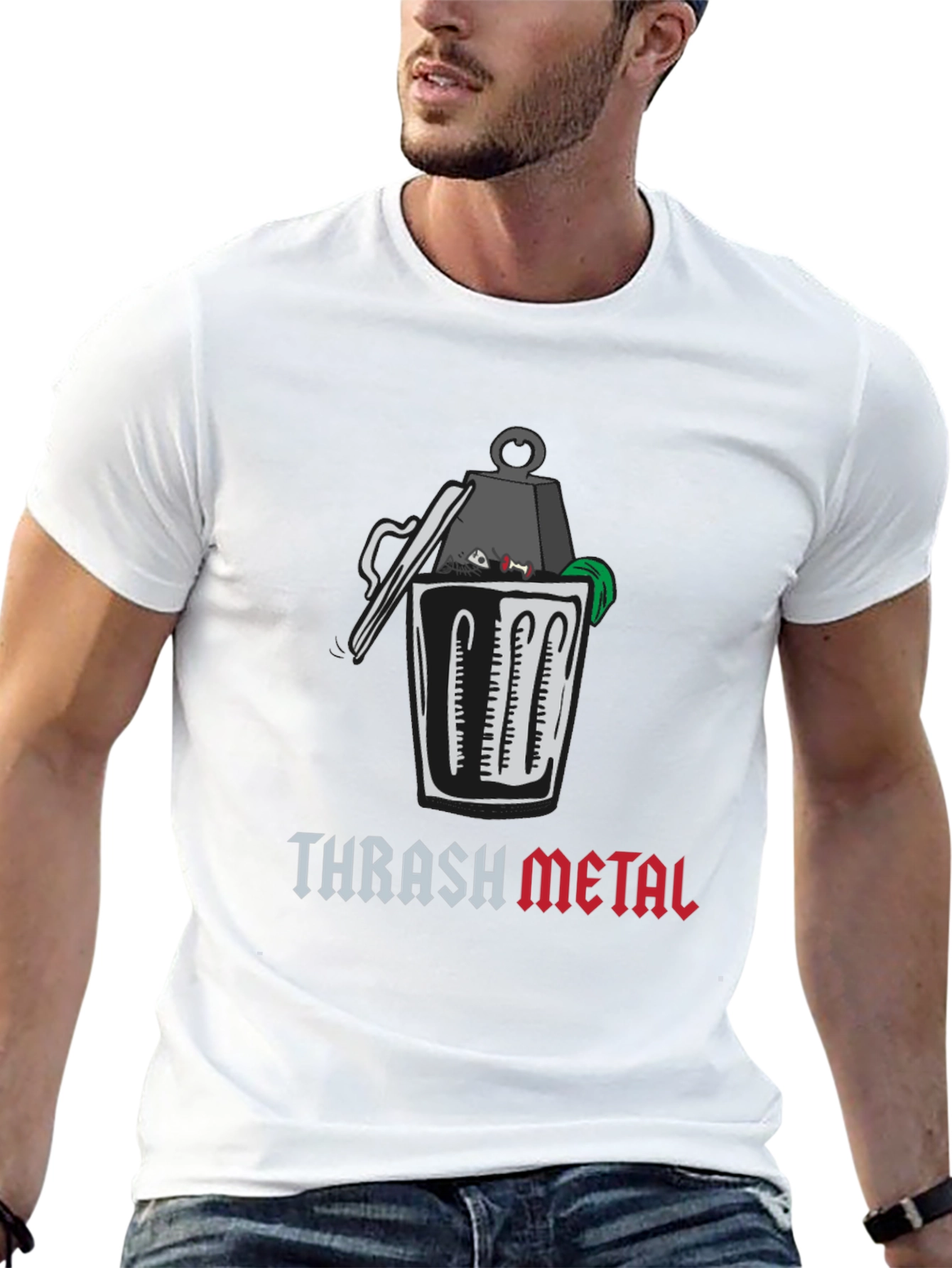 Black Thrash Metal Graphic T-Shirt - Humor Tee view 13