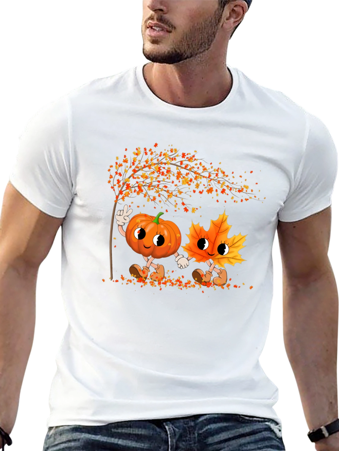 Black Fall Friends Tee - Pumpkin & Leaf Graphic view 13