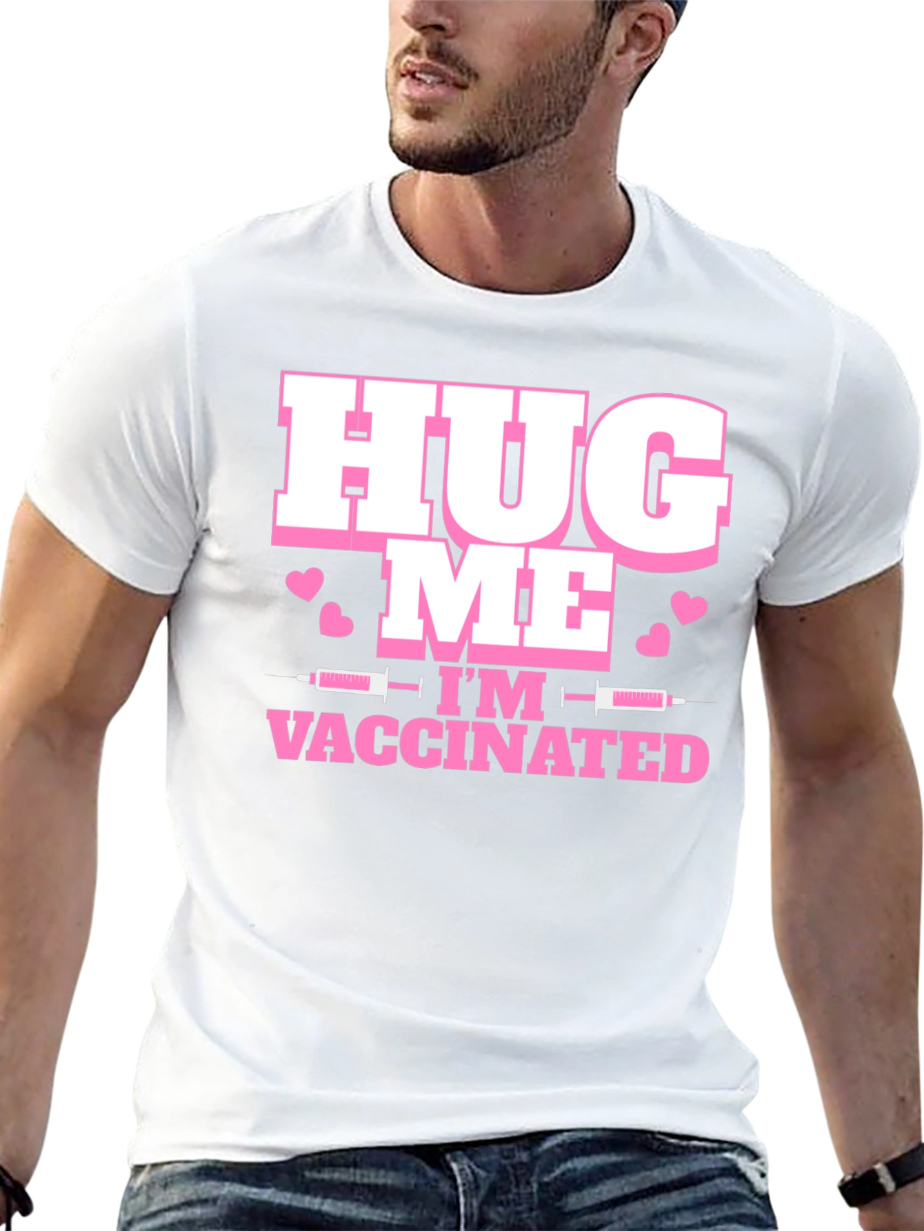 Black Hug Me I'm Vaccinated T-Shirt view 13