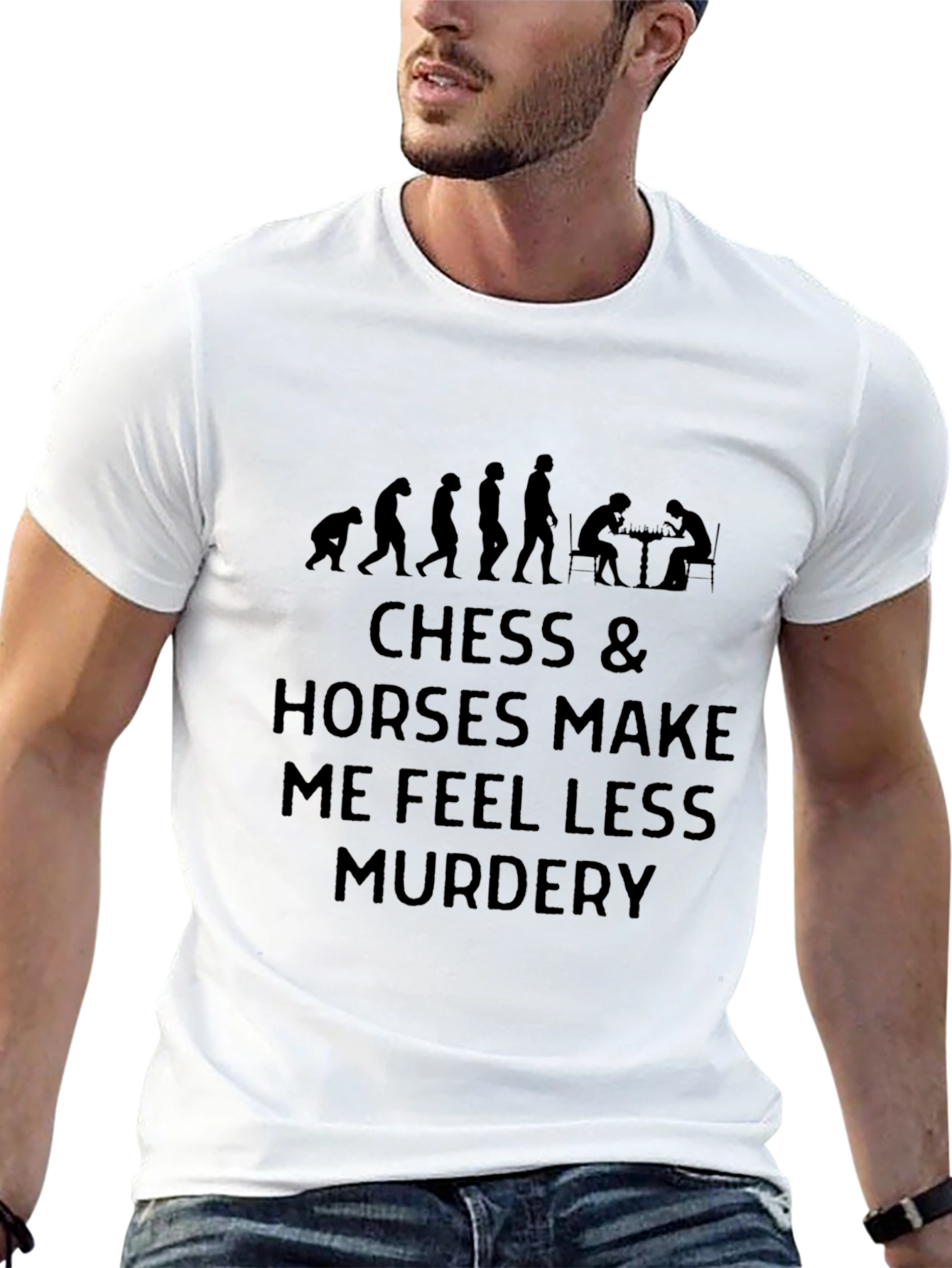 Black Chess & Horses Make Me Feel Less Murdery T-Shirt view 13