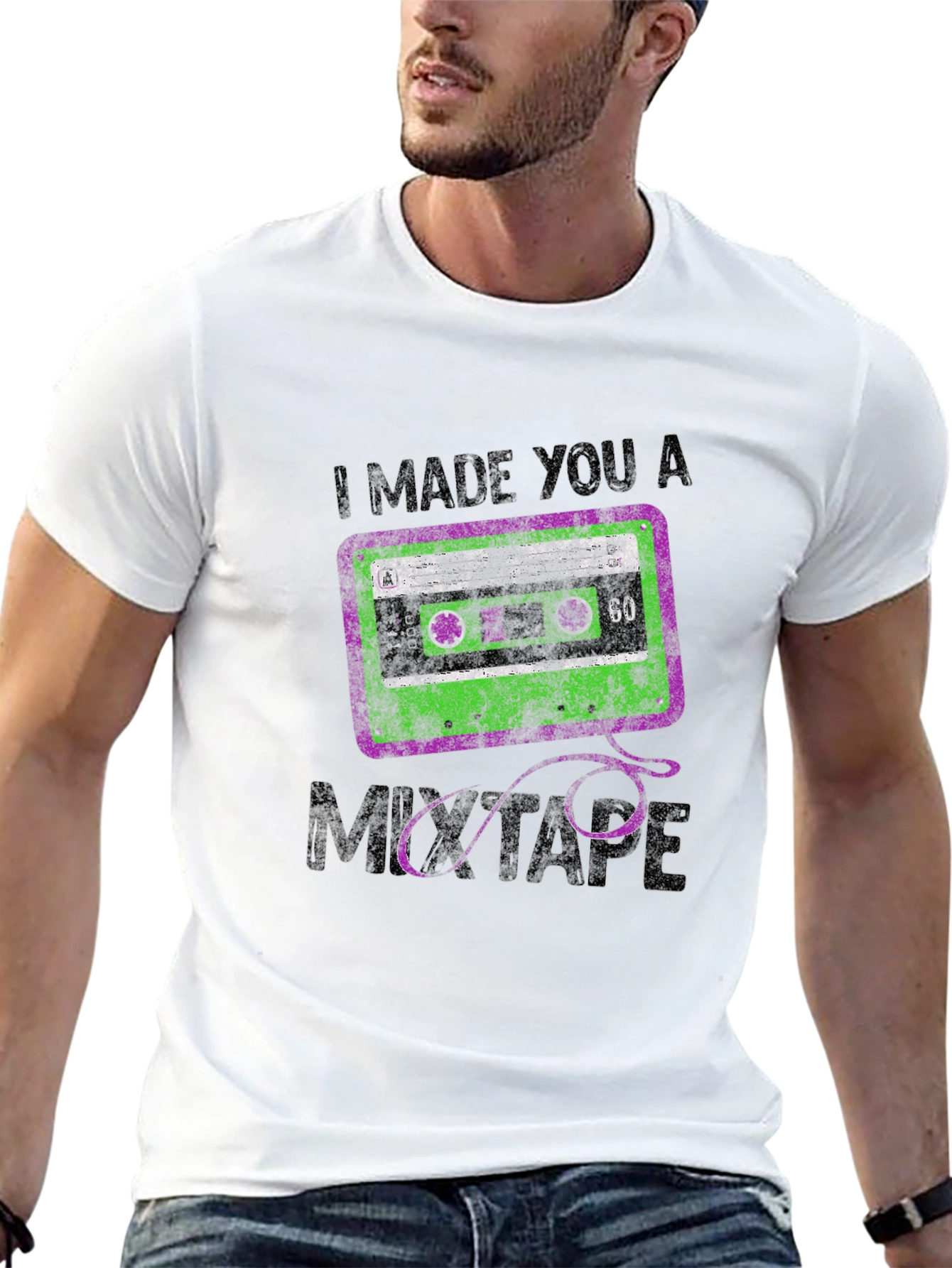 Black I Made You a Mixtape Graphic Tee - Vintage Cassette T-Shirt view 13
