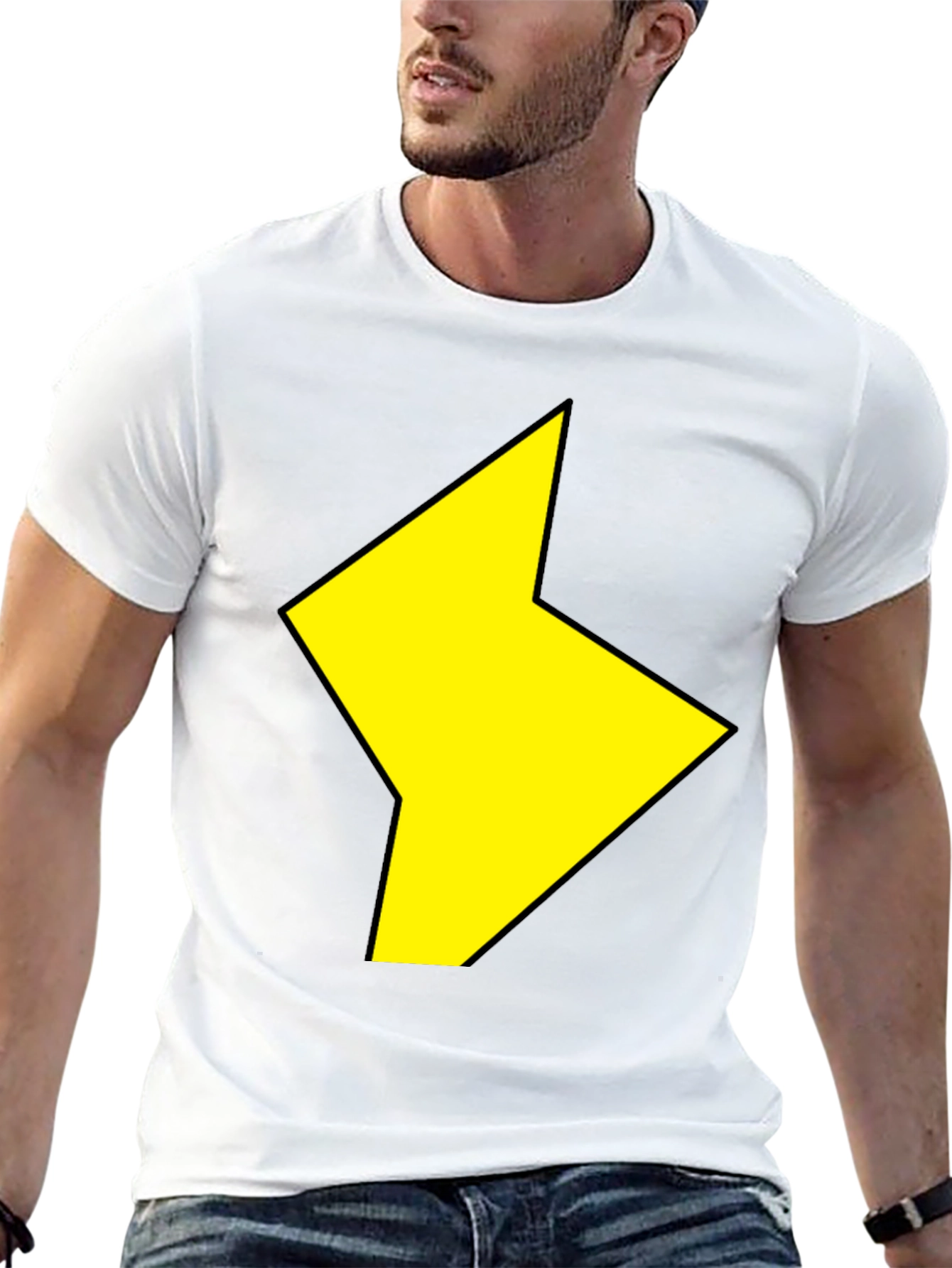 Black Black T-Shirt with Yellow Lightning Bolt Design view 13