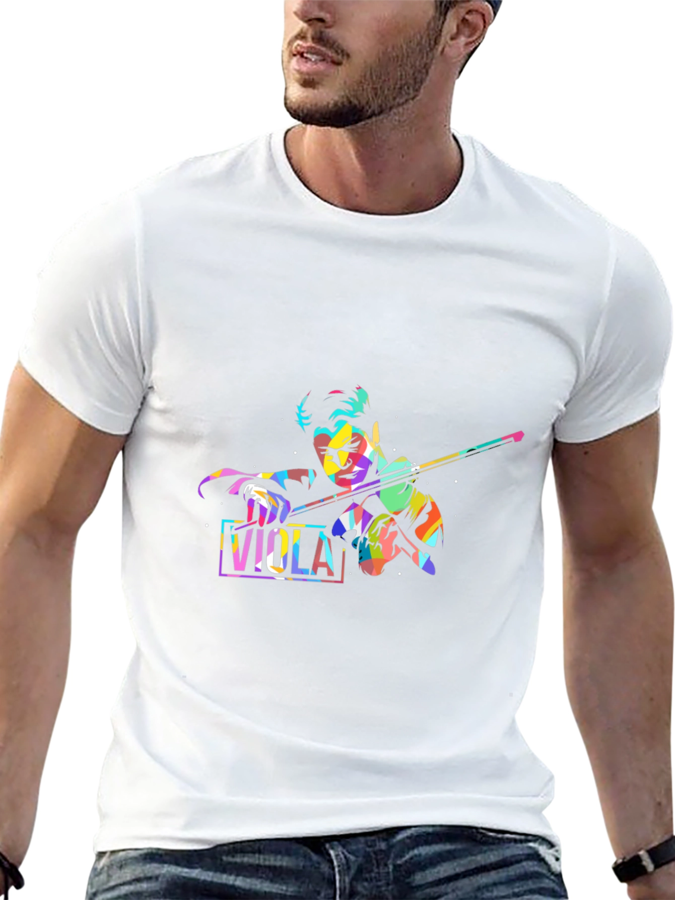 Black Viola Player Graphic T-Shirt - Cool Musical Tee view 13