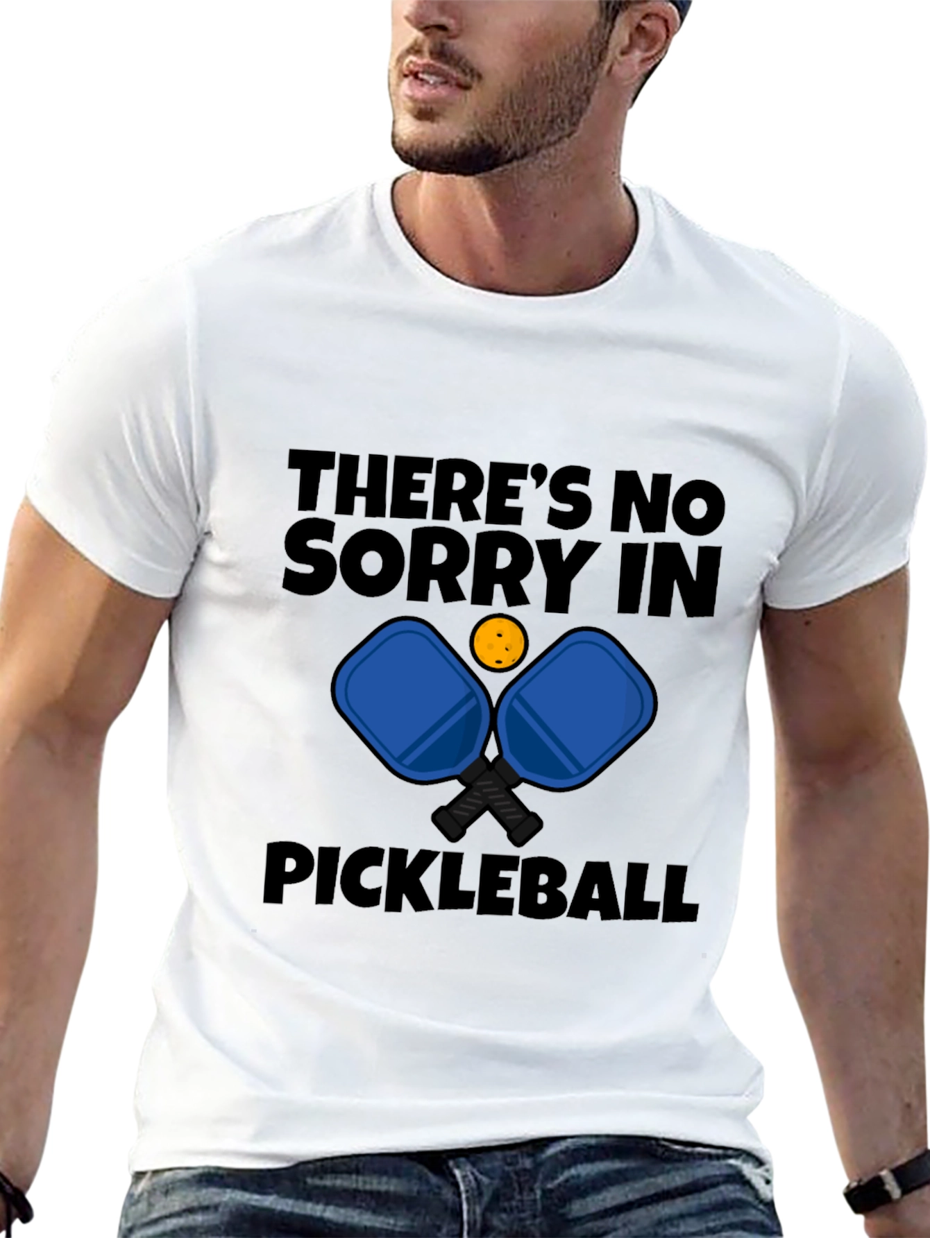 Black Pickleball T-Shirt - There's No Sorry in Pickleball view 13