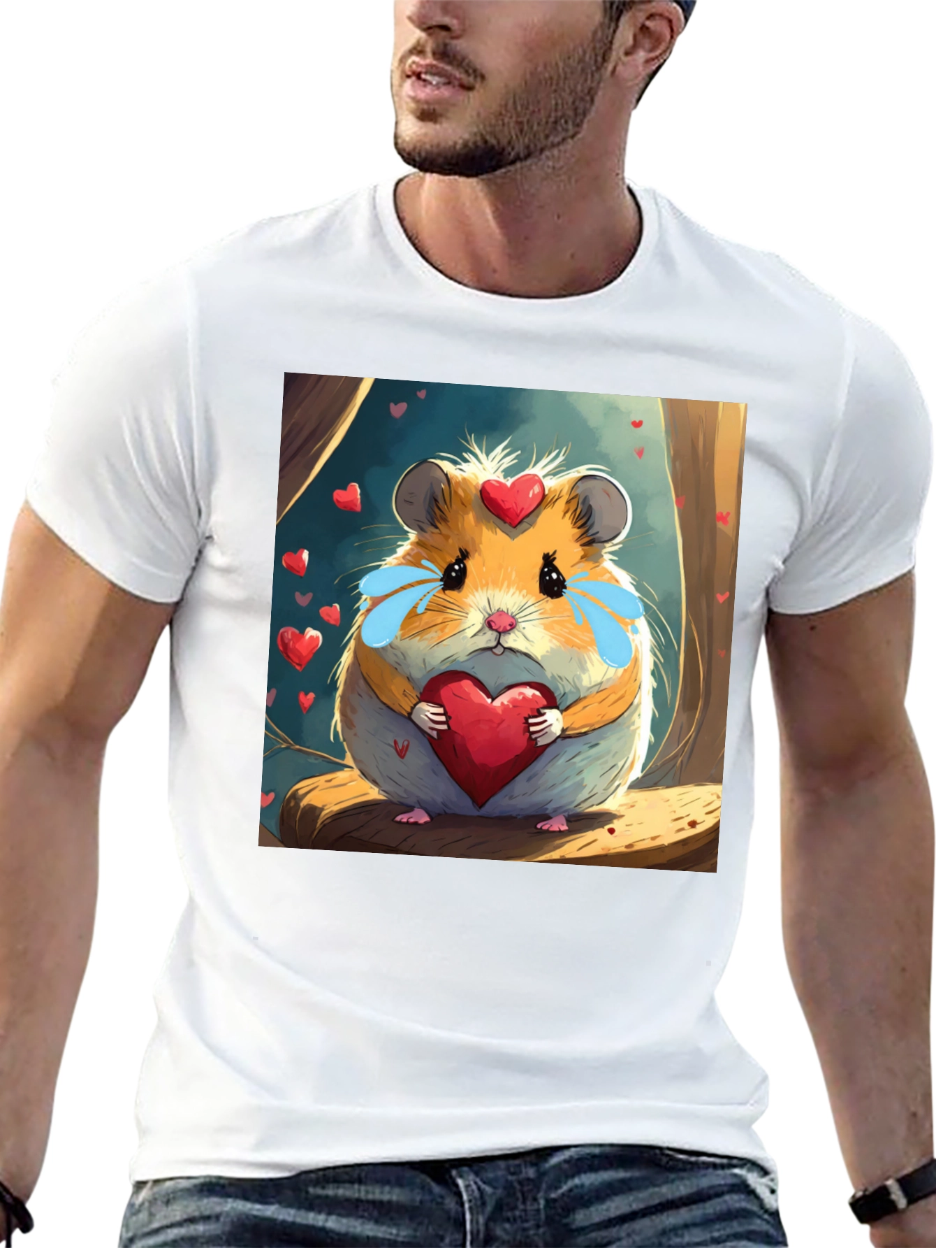 Black Hamster Heart T-Shirt - Cute Cartoon Love Tee view 13