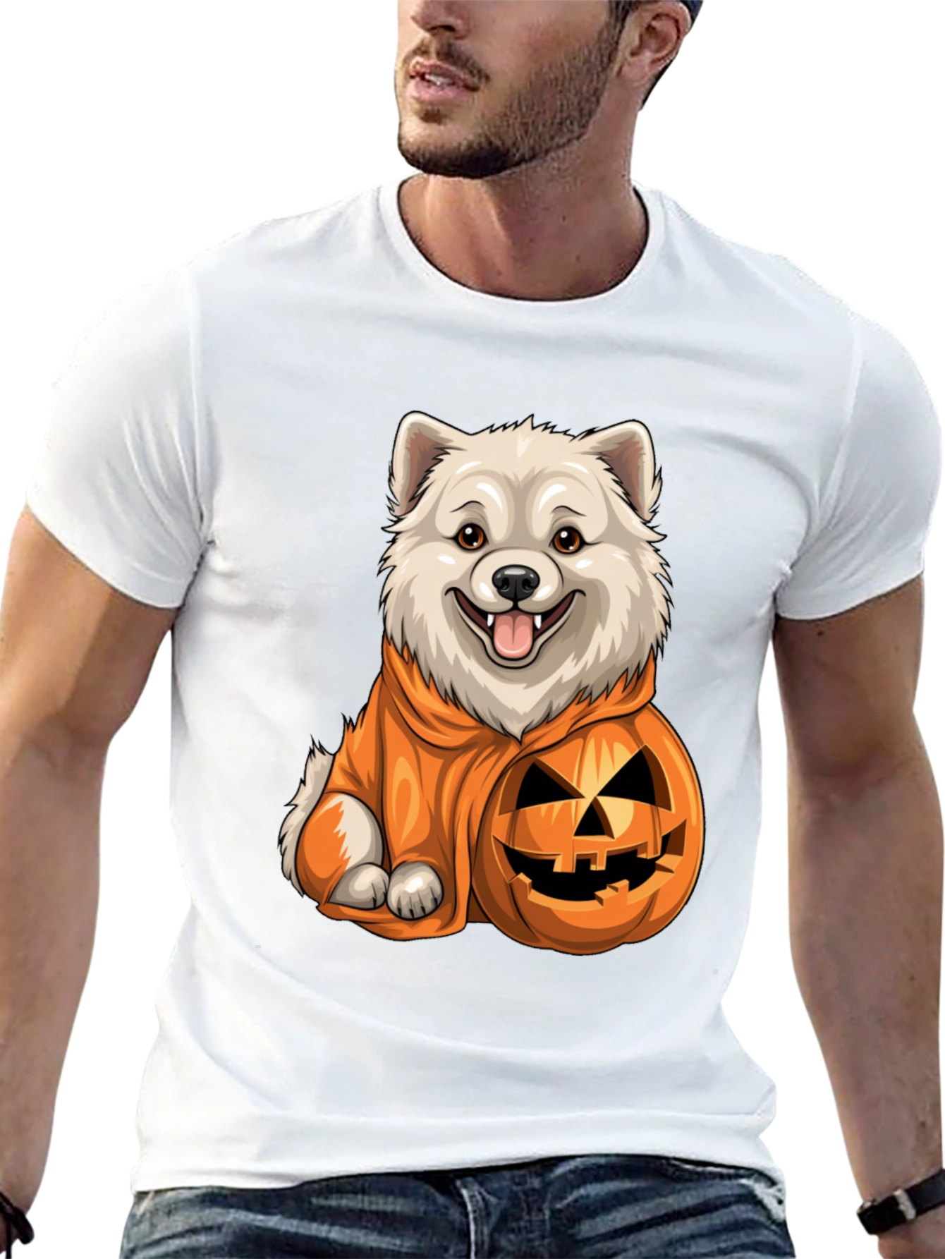 Black Dog in Pumpkin Costume T-Shirt view 13