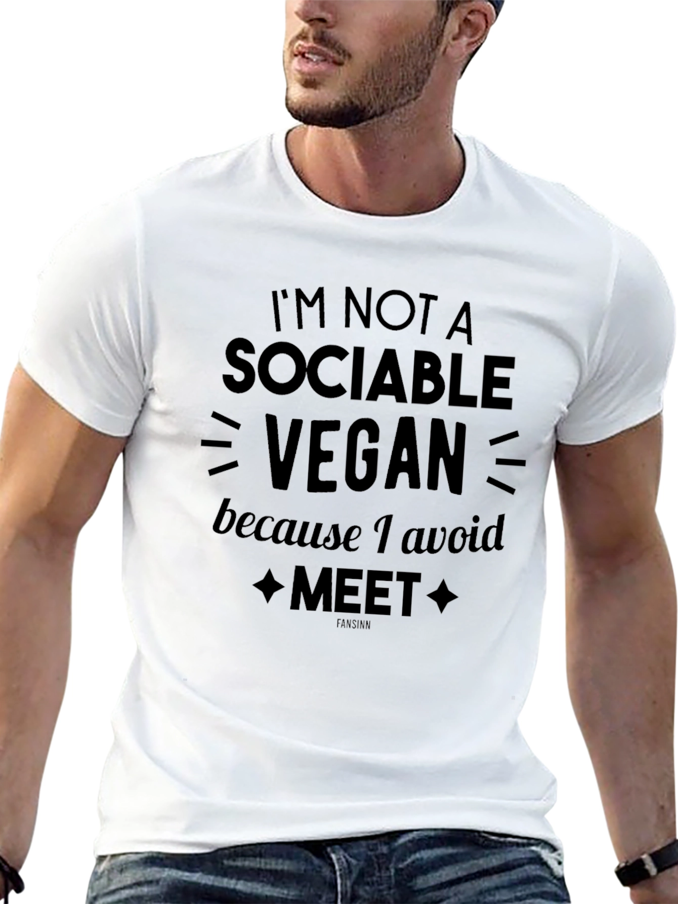 Black Sociable Vegan Avoid Meet Graphic Tee view 13