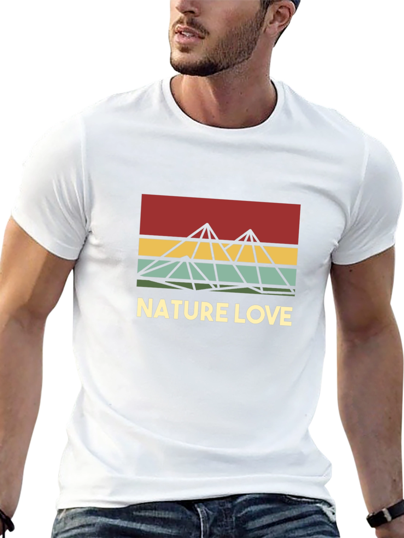 Black Nature Love Retro Mountain T-Shirt view 13