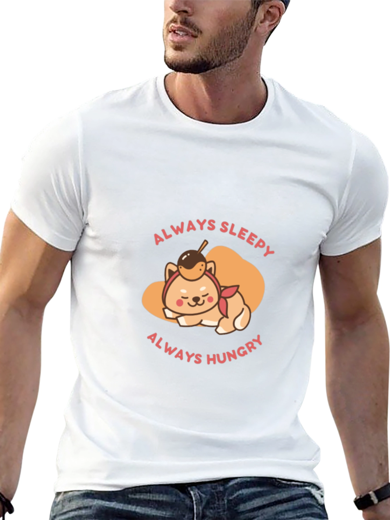 Black Always Sleepy Hungry Shiba Inu T-Shirt view 13