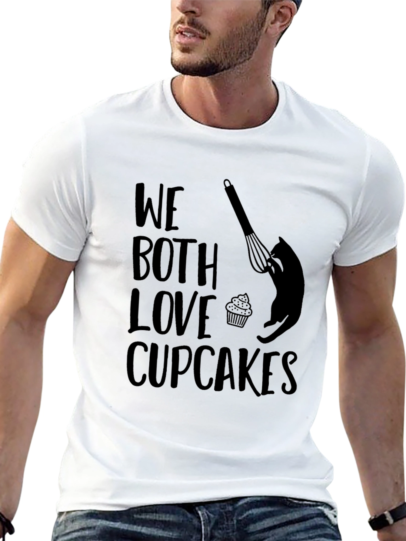 Black We Both Love Cupcakes T-Shirt - Cat & Whisk Design view 13