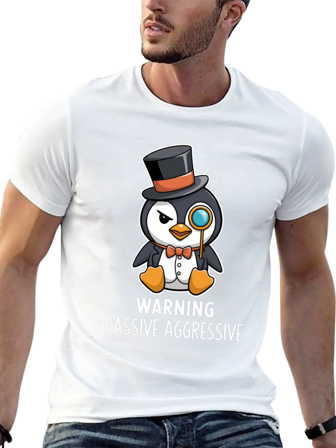Black Passive Aggressive Penguin T-Shirt view 13