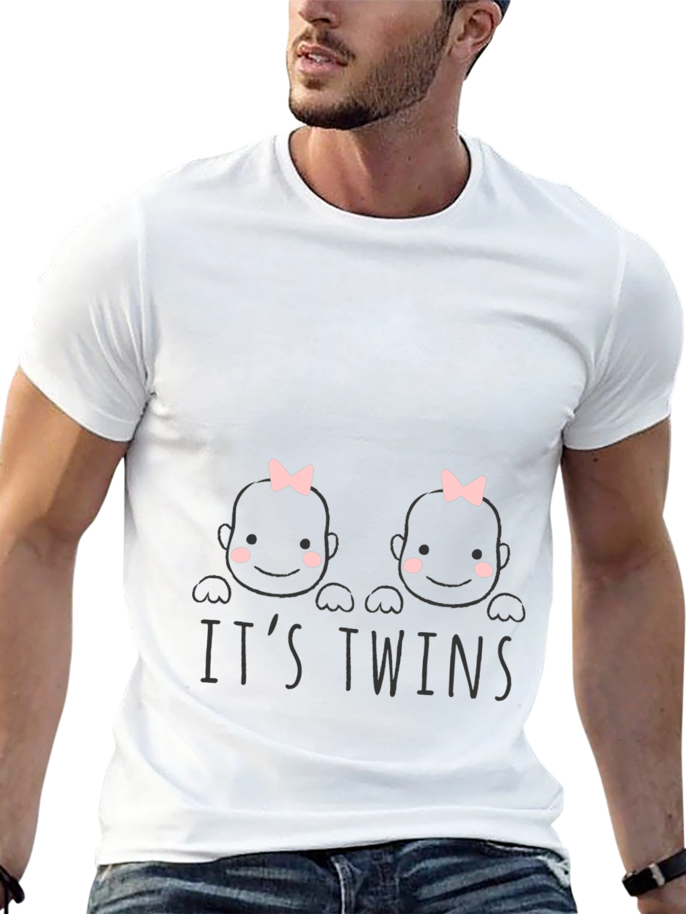 Black It's Twins! Baby Shower T-Shirt view 13
