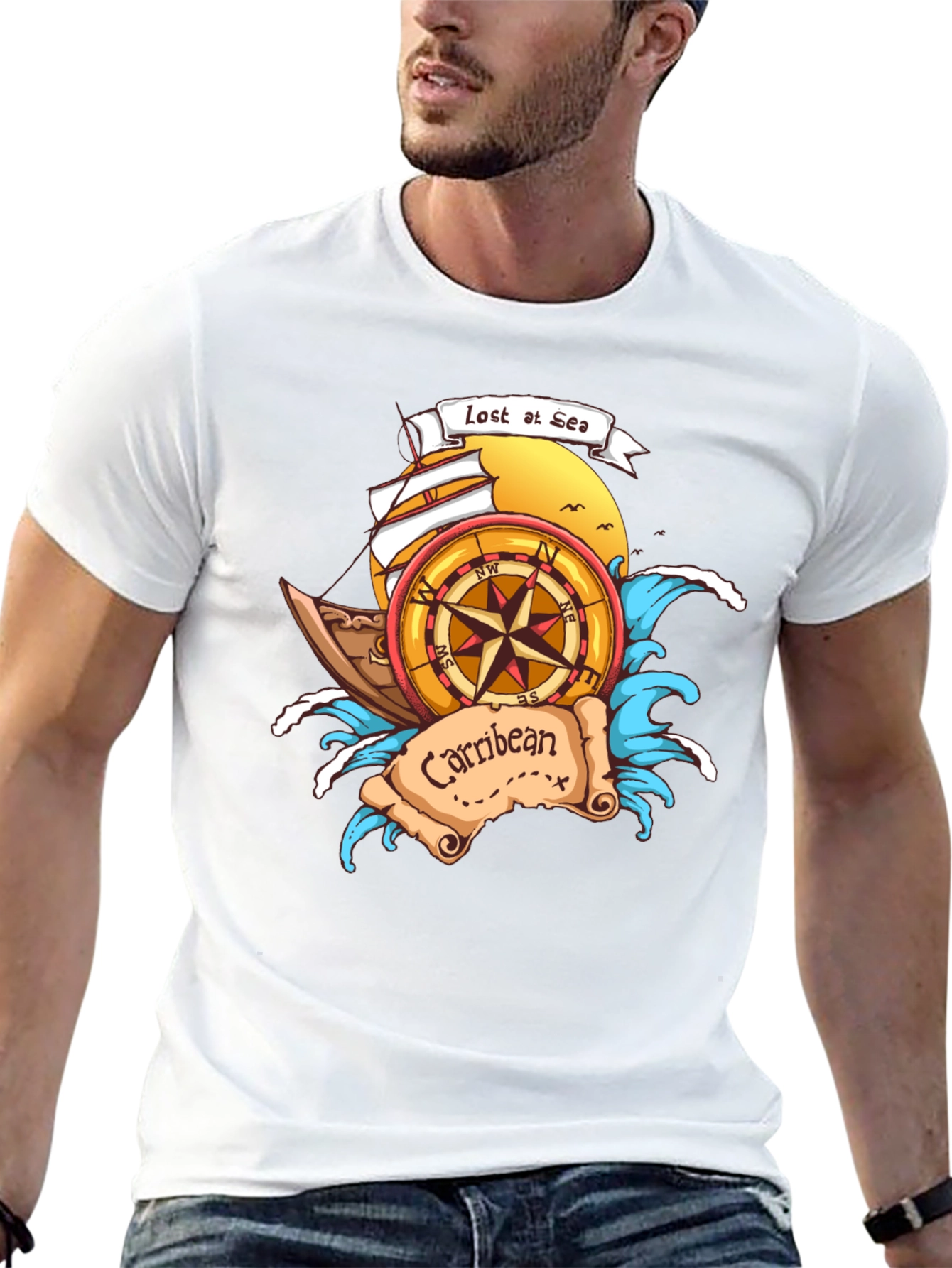 Black Lost at Sea Caribbean T-Shirt view 13