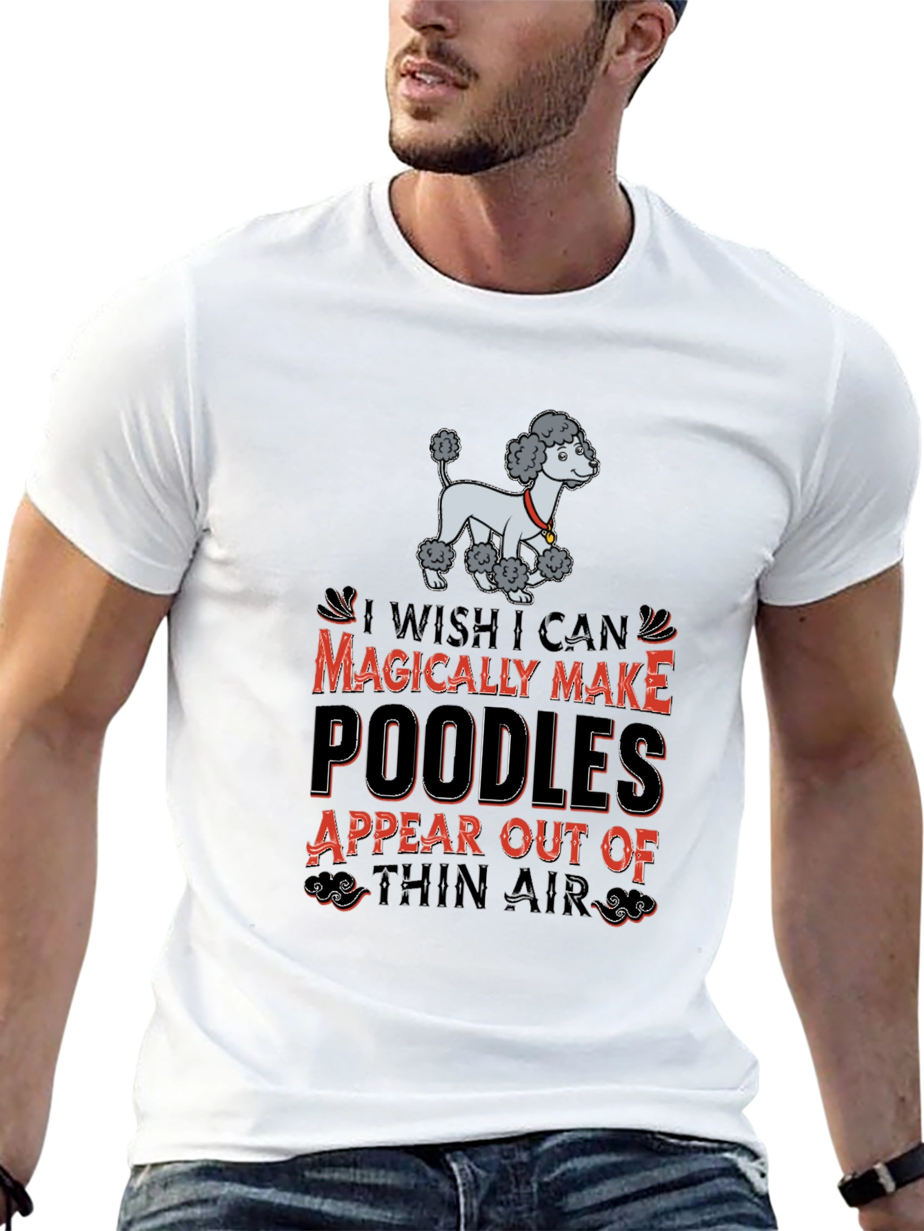 Black Magical Poodles Graphic Tee - Fun Novelty Shirt view 13